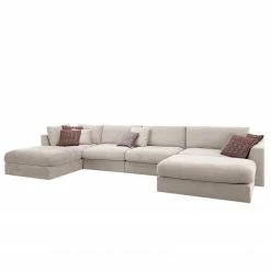 Fredriks Canapé panoramique Dixwell II - Tissage à plat - Cachemire - Méridienne longue à droite (vue de face)