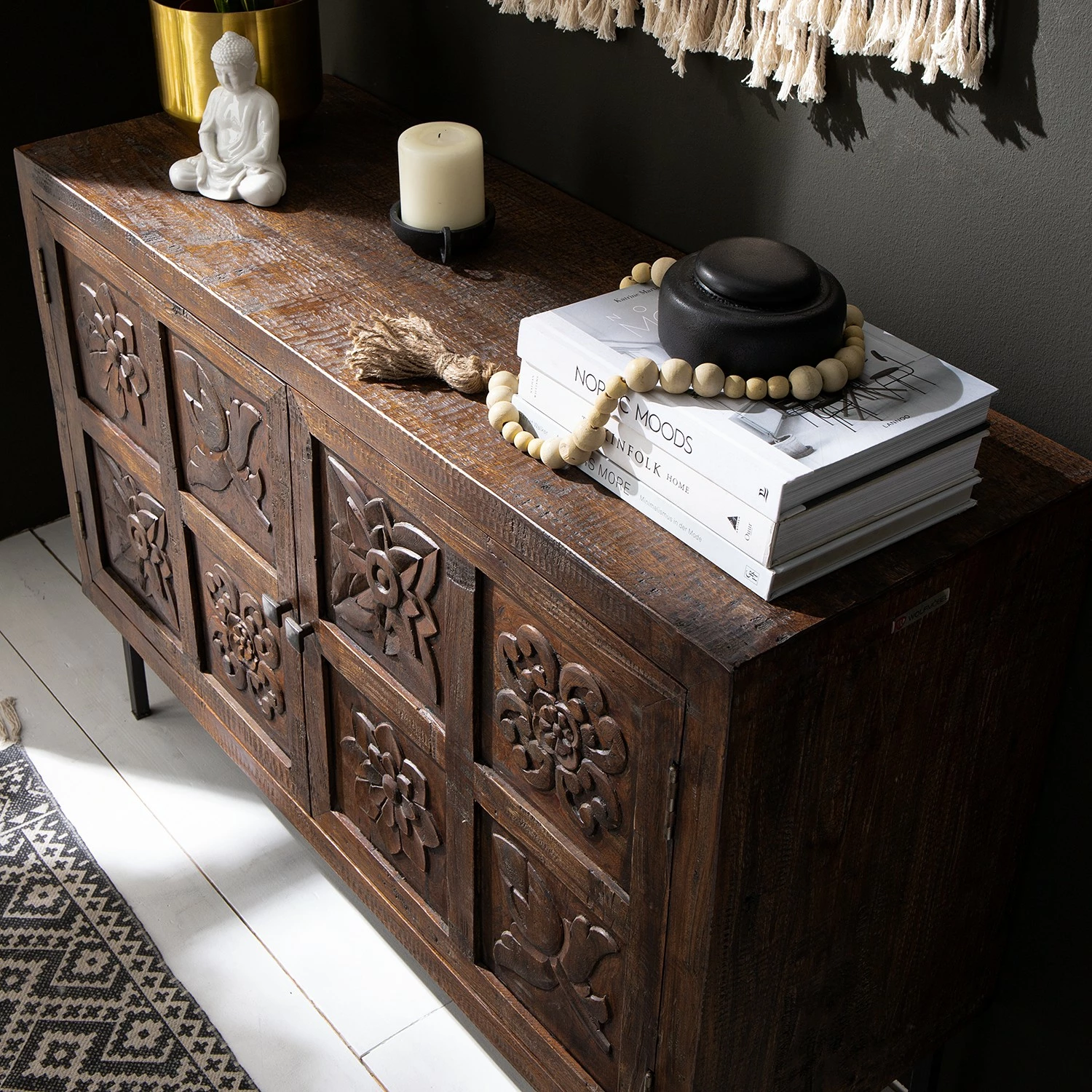 Wolf-Möbel Buffet Carving - Acacia massif / Métal - Acacia / Noir 16 Wolf-Möbel Buffet Carving - Acacia massif / Métal - Acacia / Noir – Image 14