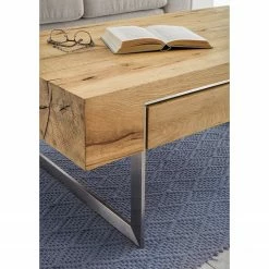 Loftscape Table basse Moab - Placage en chêne véritable - Chêne à nœuds / Argenté -loftscape Boutique 1000202489 200212 13210200025 DETAILS P000000001000202489