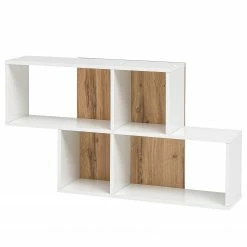 Schildmeyer Étagère murale Padua - Blanc / Imitation chêne rustique