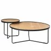 Fredriks Tables basses Permet (2 éléments) - Placage en bois véritable - Chêne / Noir
