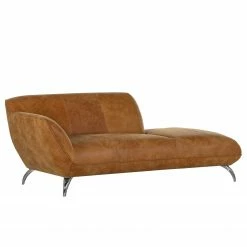 Loftscape Méridienne Astley - Cuir véritable - Cognac - Accoudoir monté à gauche (vu de face)