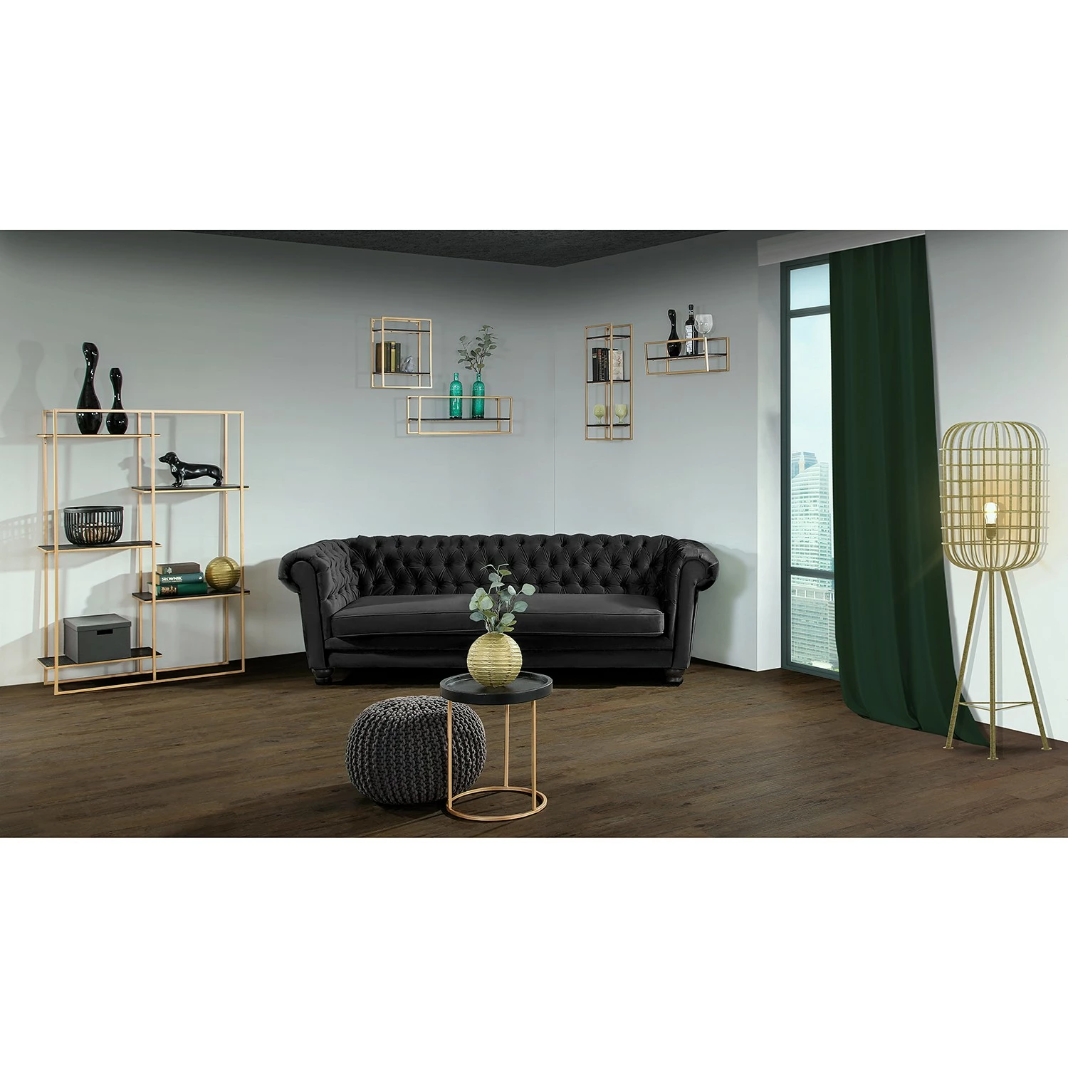 Red Living Canapé Baille (2 places) - Velours - Noir 5 Red Living Canapé Baille (2 places) - Velours - Noir – Image 3