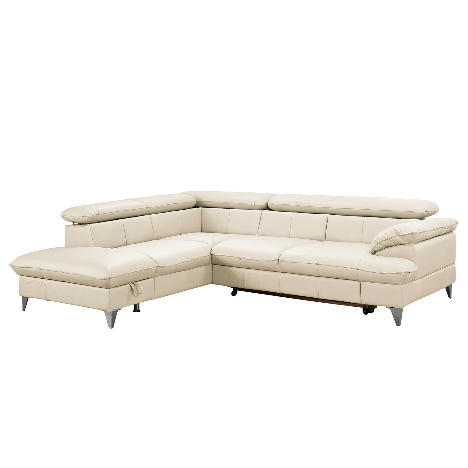 Fredriks Canapé d’angle Coto I - Cuir véritable - Blanc - Méridienne longue à gauche (vue de face) - Fonction couchage - Coffre de lit 3 Fredriks Canapé d’angle Coto I - Cuir véritable - Blanc - Méridienne longue à gauche (vue de face) - Fonction couchage - Coffre de lit