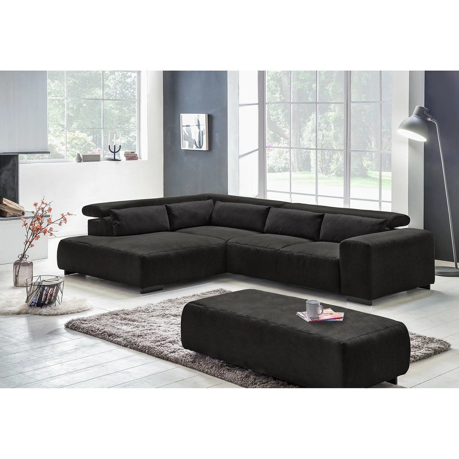 Fredriks Canapé d’angle Dolton - Microfibre - Noir - Méridienne longue à gauche (vue de face) 5 Fredriks Canapé d’angle Dolton - Microfibre - Noir - Méridienne longue à gauche (vue de face) – Image 3