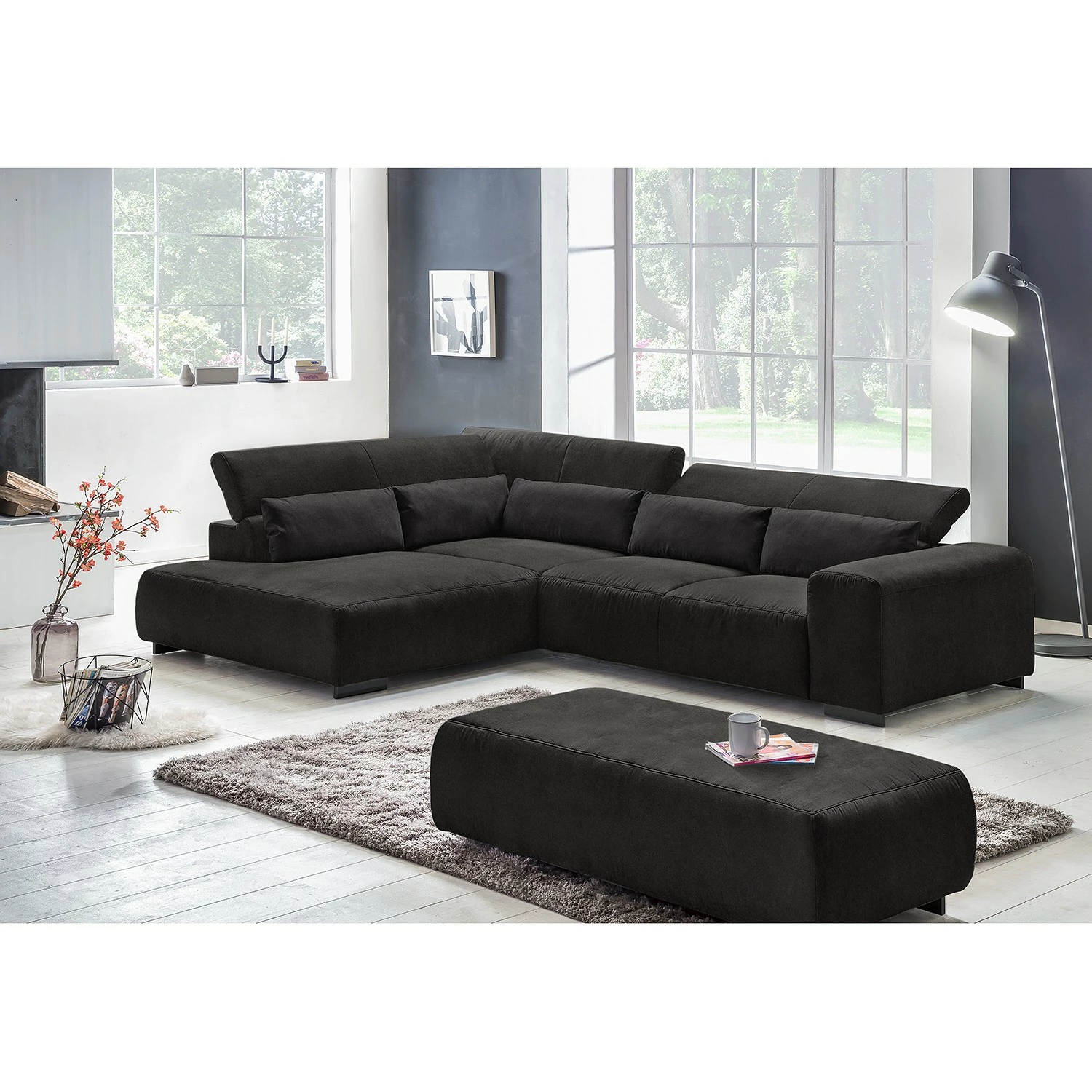 Fredriks Canapé d’angle Dolton - Microfibre - Noir - Méridienne longue à gauche (vue de face) 6 Fredriks Canapé d’angle Dolton - Microfibre - Noir - Méridienne longue à gauche (vue de face) – Image 4