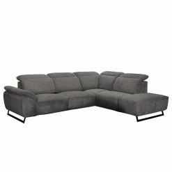 Fredriks Canapé d’angle NoHo - Microfibre - Gris - Méridienne longue à droite (vue de face) - Sans fonction