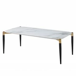 Jack & Alice Table basse Conyers - Verre / Métal - Imitation marbre blanc / Noir