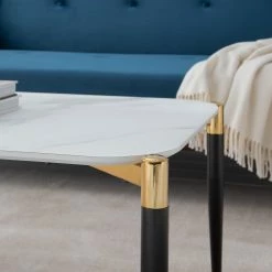 Jack & Alice Table basse Conyers - Verre / Métal - Imitation marbre blanc / Noir -loftscape Boutique 1000205493 201029 13573500003 DETAILS P000000001000205493