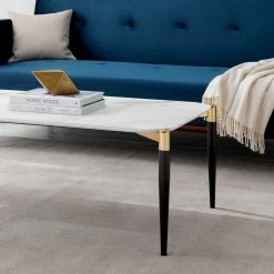 Jack & Alice Table basse Conyers - Verre / Métal - Imitation marbre blanc / Noir -loftscape Boutique 1000205493 201029 13573600004 DETAILS P000000001000205493