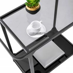 Norrwood Desserte Kisko - Verre / Métal - Gris / Noir -loftscape Boutique 1000206940 200221 16143500057 DETAILS P000000001000206940