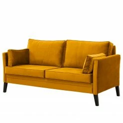 Red Living Canapé Voiron I (2-3 places) - Velours Ravi: Jaune moutarde