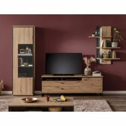 Loftscape Ensemble meubles TV Buena I (3 éléments) - Imitation planches de chêne / Anthracite