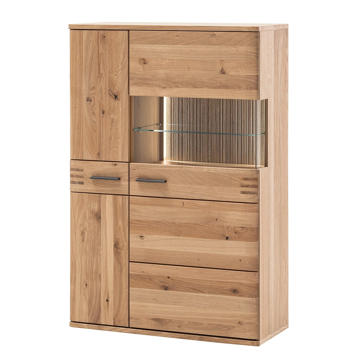 Loftscape Ensemble meubles TV Salvo III (4 élém.) - Partiellement en chêne massif - Planches de chêne Bianco / Gris 5 Loftscape Ensemble meubles TV Salvo III (4 élém.) - Partiellement en chêne massif - Planches de chêne Bianco / Gris – Image 3