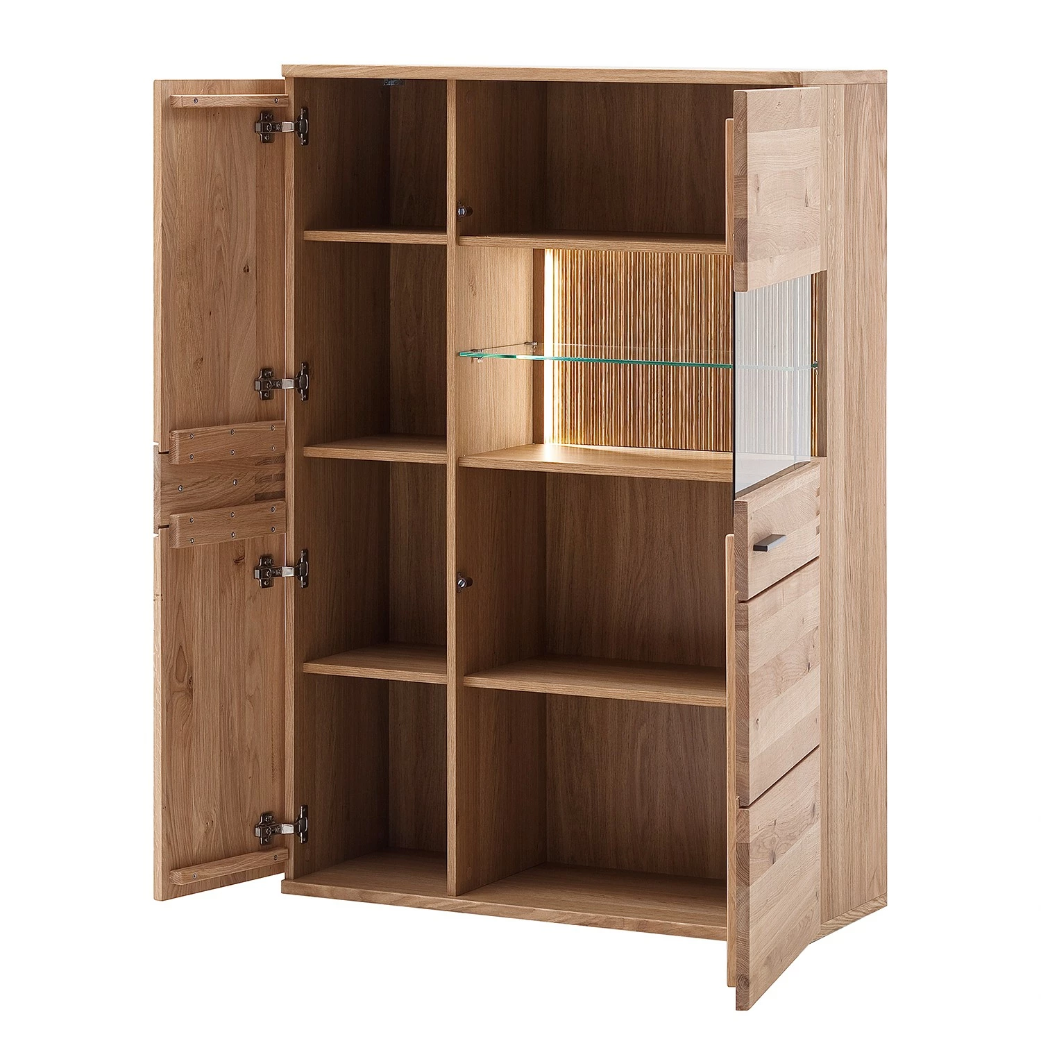 Loftscape Ensemble meubles TV Salvo III (4 élém.) - Partiellement en chêne massif - Planches de chêne Bianco / Gris 6 Loftscape Ensemble meubles TV Salvo III (4 élém.) - Partiellement en chêne massif - Planches de chêne Bianco / Gris – Image 4