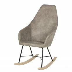 Mørteens Rocking chair Kumia I - Aspect cuir vieilli - Gris