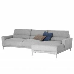 Fredriks Canapé d’angle Burney - Tissu - Gris clair - Méridienne courte à droite (vue de face)