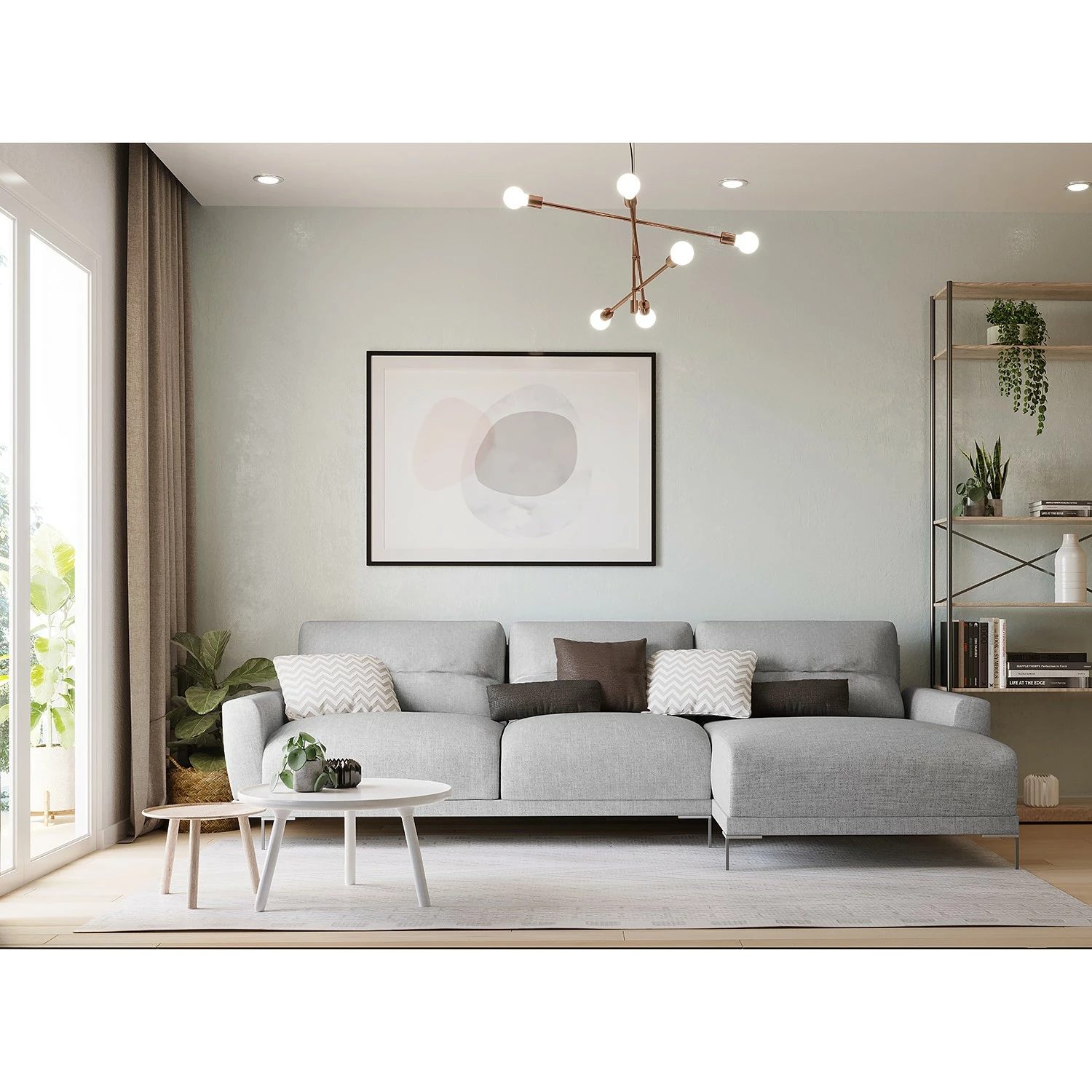 Fredriks Canapé d’angle Burney - Tissu - Gris clair - Méridienne courte à droite (vue de face) 5 Fredriks Canapé d’angle Burney - Tissu - Gris clair - Méridienne courte à droite (vue de face) – Image 3