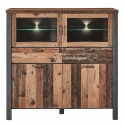 Red Living Buffet haut Blackpool I - Avec éclairage - Imitation bois recyclé / Gris -loftscape Boutique 1000209806 200430 06444500047 DETAILS P000000001000209806