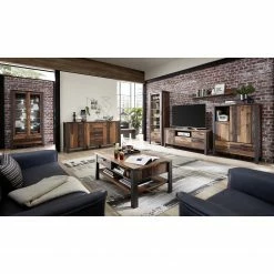 Red Living Vitrine Blackpool II - Avec éclairage - Imitation bois recyclé / Gris -loftscape Boutique 1000209816 210331 08333400014 MOOD DETAILS P000000001000209816 mood