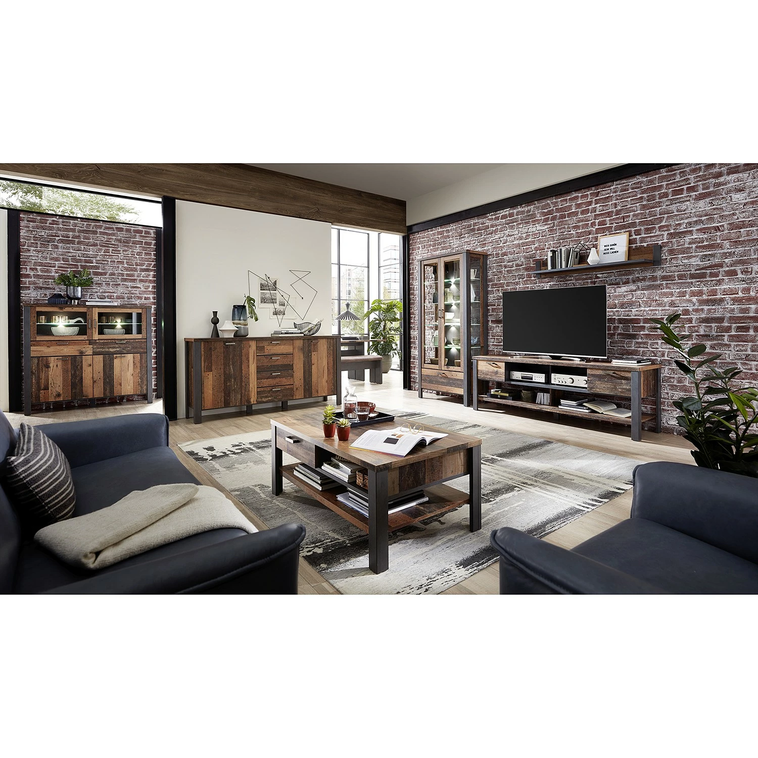 Red Living Meuble TV Blackpool II - Imitation bois recyclé / Gris 6 Red Living Meuble TV Blackpool II - Imitation bois recyclé / Gris – Image 4