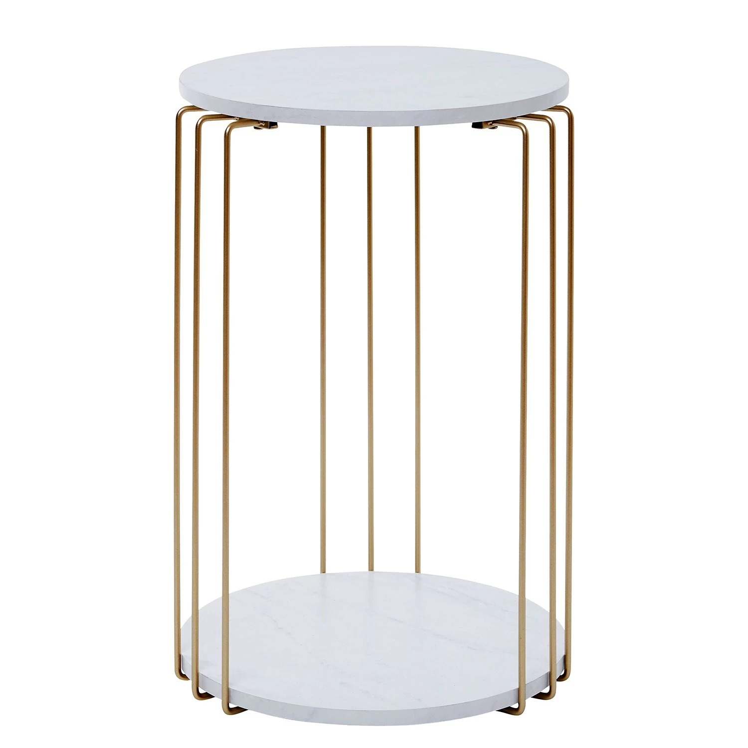 Jahnke Bout de canapé String - Imitation marbre blanc / Doré 3 Jahnke Bout de canapé String - Imitation marbre blanc / Doré