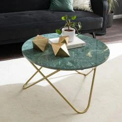 Studio Copenhagen Table basse Menou II - Marbre / Métal - Vert / Doré -loftscape Boutique 1000210777 200430 13185800012 MOOD DETAILS P000000001000210777 mood