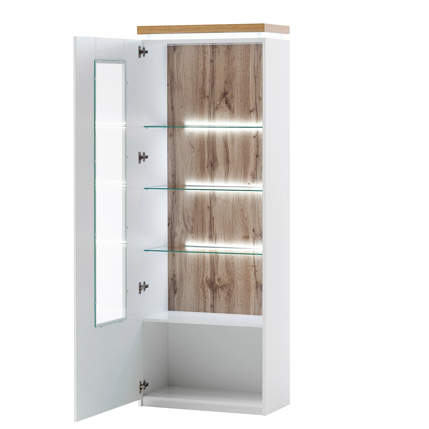 Loftscape Ensemble meubles TV Mundai I (3 élém.) - Avec éclairage - Blanc / Imitation chêne de Wotan 9 Loftscape Ensemble meubles TV Mundai I (3 élém.) - Avec éclairage - Blanc / Imitation chêne de Wotan – Image 7