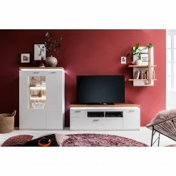 Loftscape Ensemble meubles TV Mundai II (3 élém.) - Avec éclairage  - Blanc / Imitation chêne de Wotan