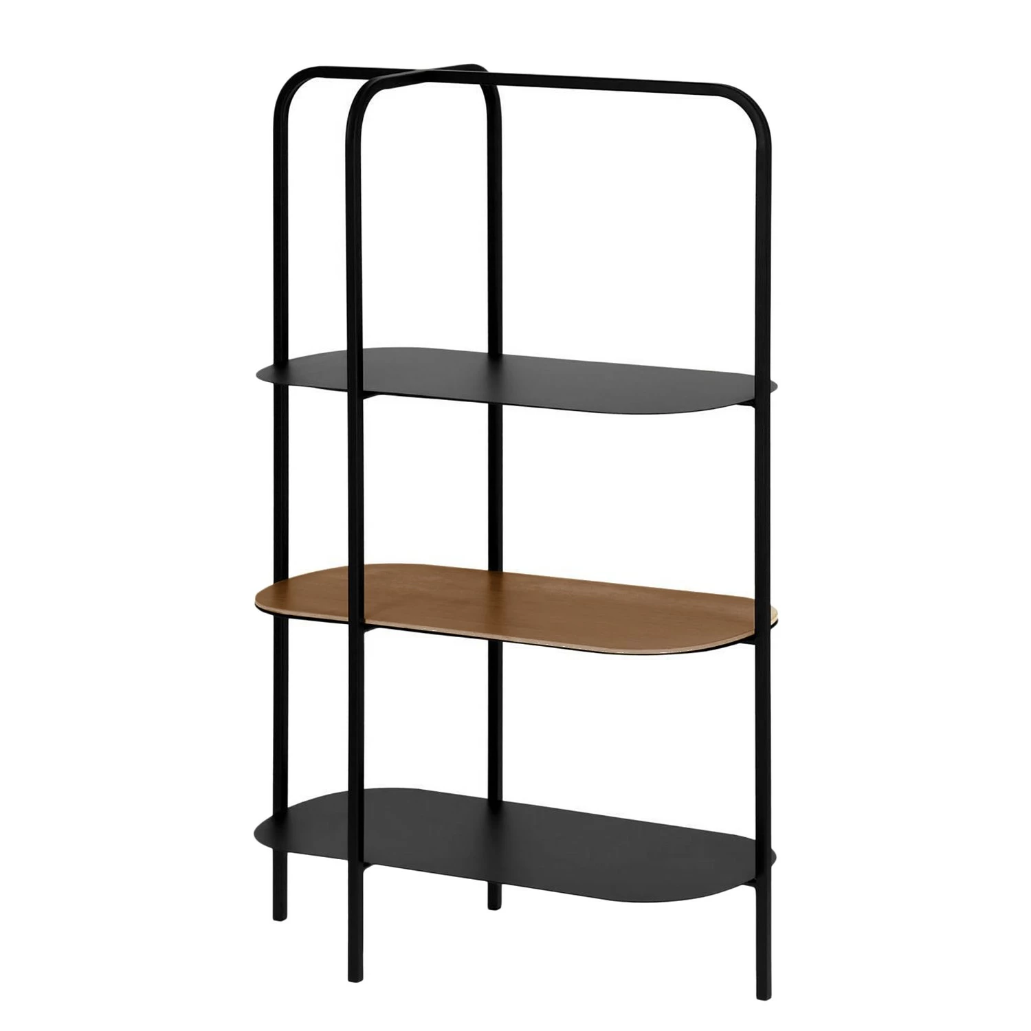 Red Living Étagère Laukaa - Acier / Placage en bois véritable - Noir / Noyer 3 Red Living Étagère Laukaa - Acier / Placage en bois véritable - Noir / Noyer