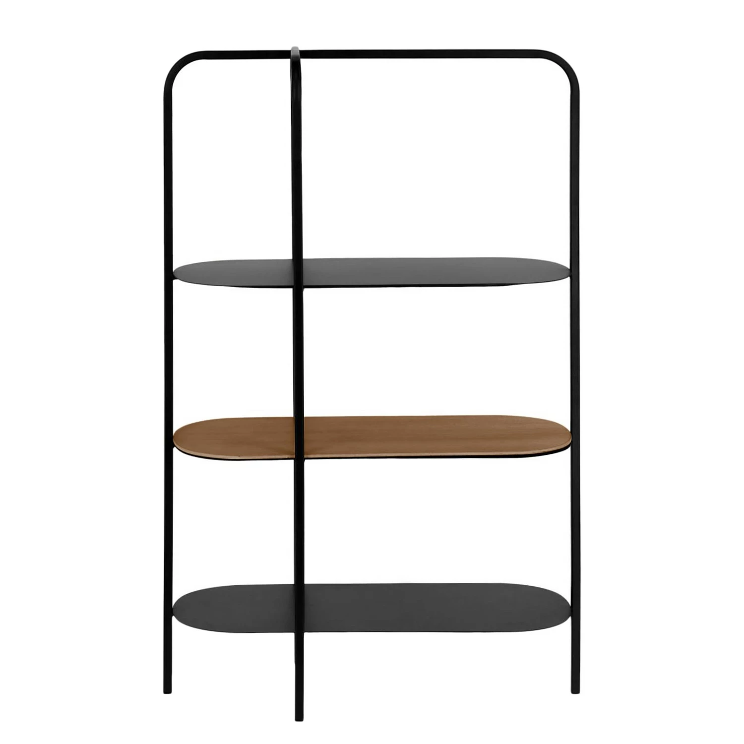 Red Living Étagère Laukaa - Acier / Placage en bois véritable - Noir / Noyer 5 Red Living Étagère Laukaa - Acier / Placage en bois véritable - Noir / Noyer – Image 3