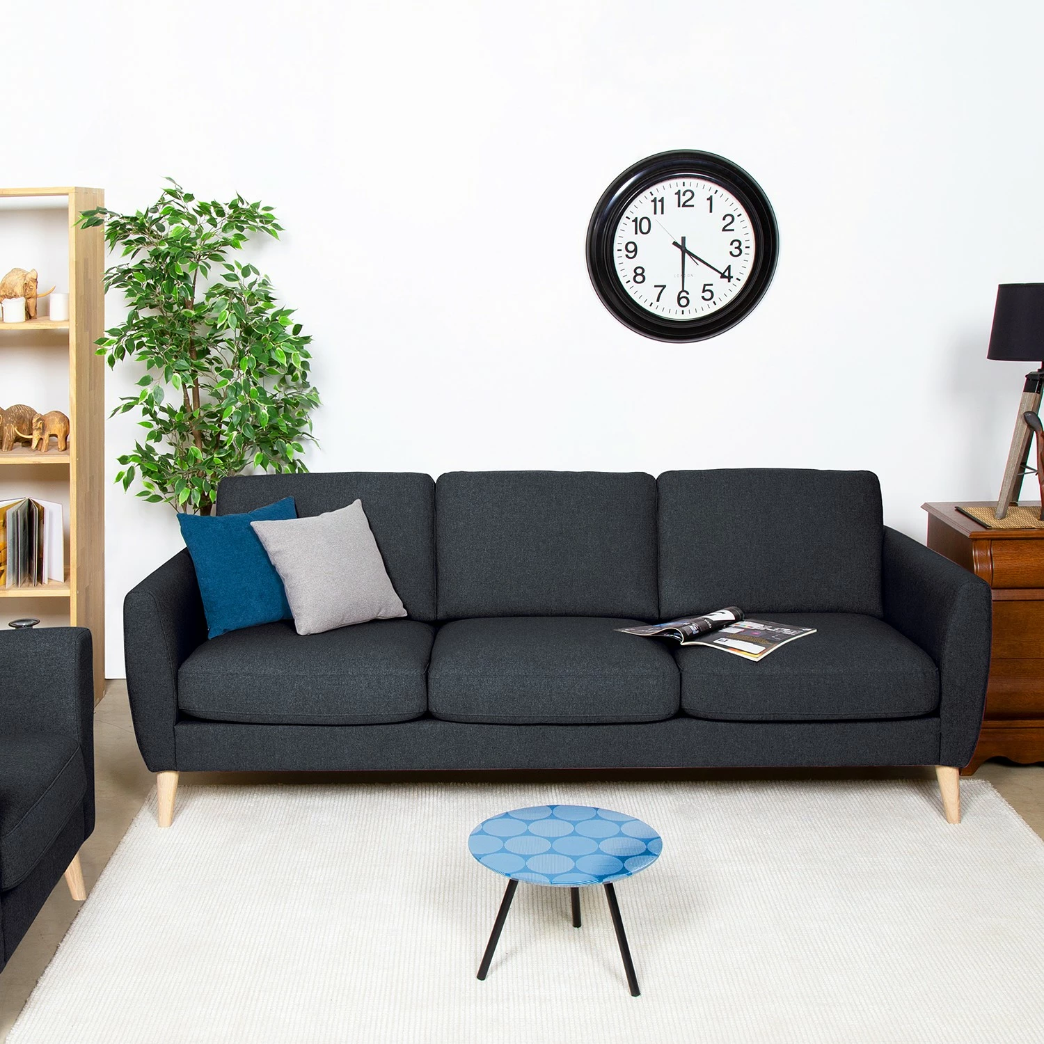 Mørteens Canapé Kustavi (3 places) - Tissu structuré - Bleu foncé 5 Mørteens Canapé Kustavi (3 places) - Tissu structuré - Bleu foncé – Image 3