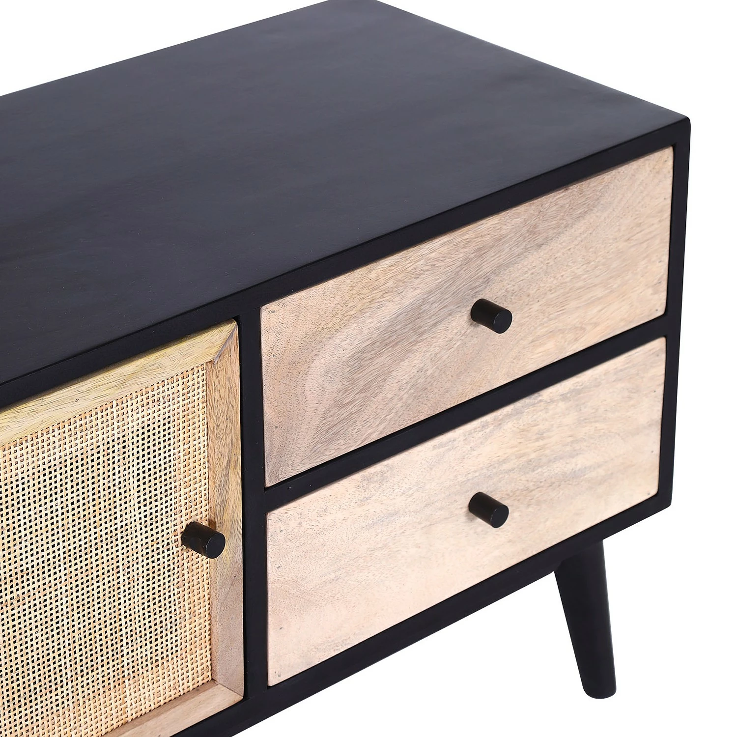 Red Living Meuble TV Lexham I - Manguier massif / Rotin - Manguier / Manguier noir 4 Red Living Meuble TV Lexham I - Manguier massif / Rotin - Manguier / Manguier noir – Image 2