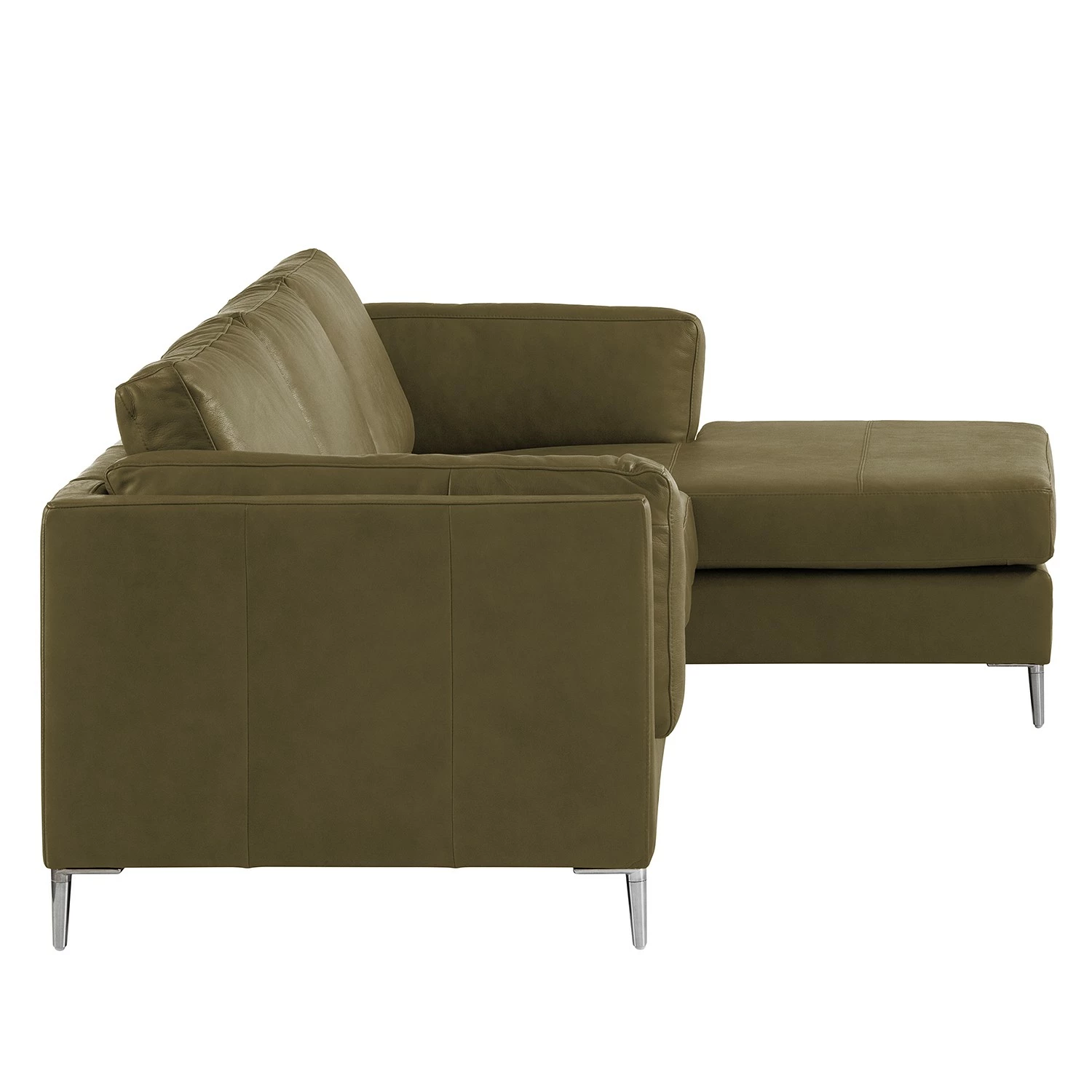 Studio Copenhagen Canapé d’angle COSO Classic+ méridienne - Cuir véritable Taru : Vert olive - Largeur : 246 cm - Méridienne courte à droite (vue de face) - Chrome brillant 8 Studio Copenhagen Canapé d’angle COSO Classic+ méridienne - Cuir véritable Taru : Vert olive - Largeur : 246 cm - Méridienne courte à droite (vue de face) - Chrome brillant – Image 6