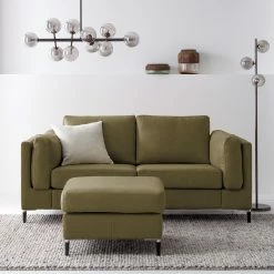Studio Copenhagen 2 places Canapé COSO Classic+ - Cuir véritable Taru : Vert olive - Noir -loftscape Boutique 1000212496 201008 13323300038 MOOD DETAILS P000000001000212496 mood