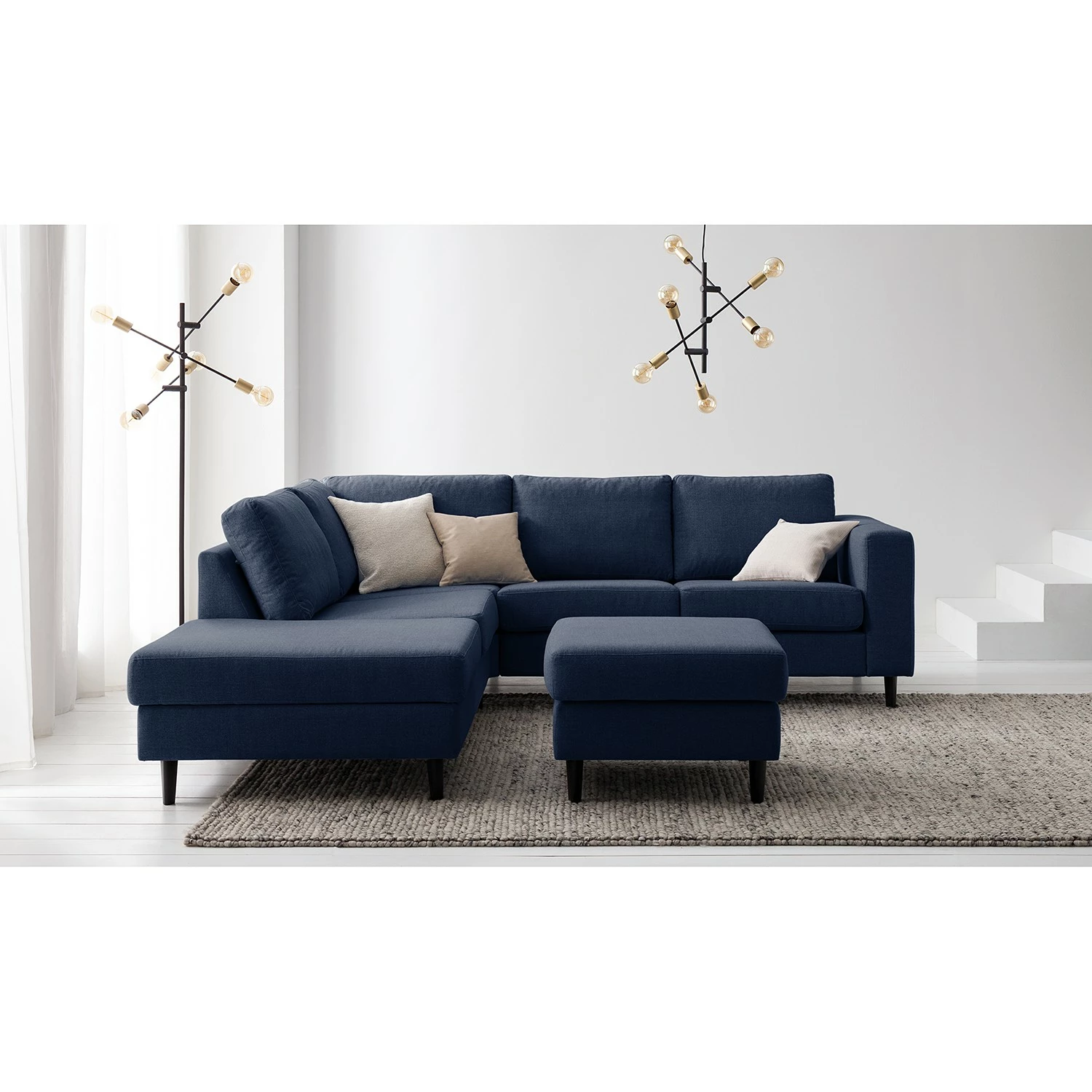 Studio Copenhagen Canapé d’angle COSO Classic ottomane - Tissu Milan : Bleu foncé - Largeur : 238 cm - Méridienne longue à gauche (vue de face) - Coffre de lit - Hêtre 6 Studio Copenhagen Canapé d’angle COSO Classic ottomane - Tissu Milan : Bleu foncé - Largeur : 238 cm - Méridienne longue à gauche (vue de face) - Coffre de lit - Hêtre – Image 4