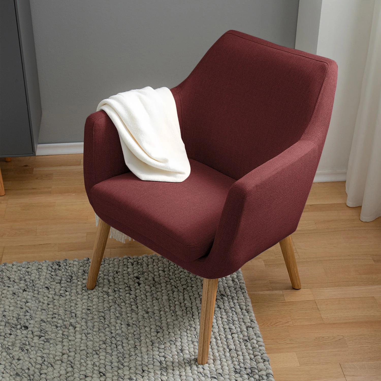 Mørteens Fauteuil Nicholas - Tissu - Rouge foncé 5 Mørteens Fauteuil Nicholas - Tissu - Rouge foncé – Image 3