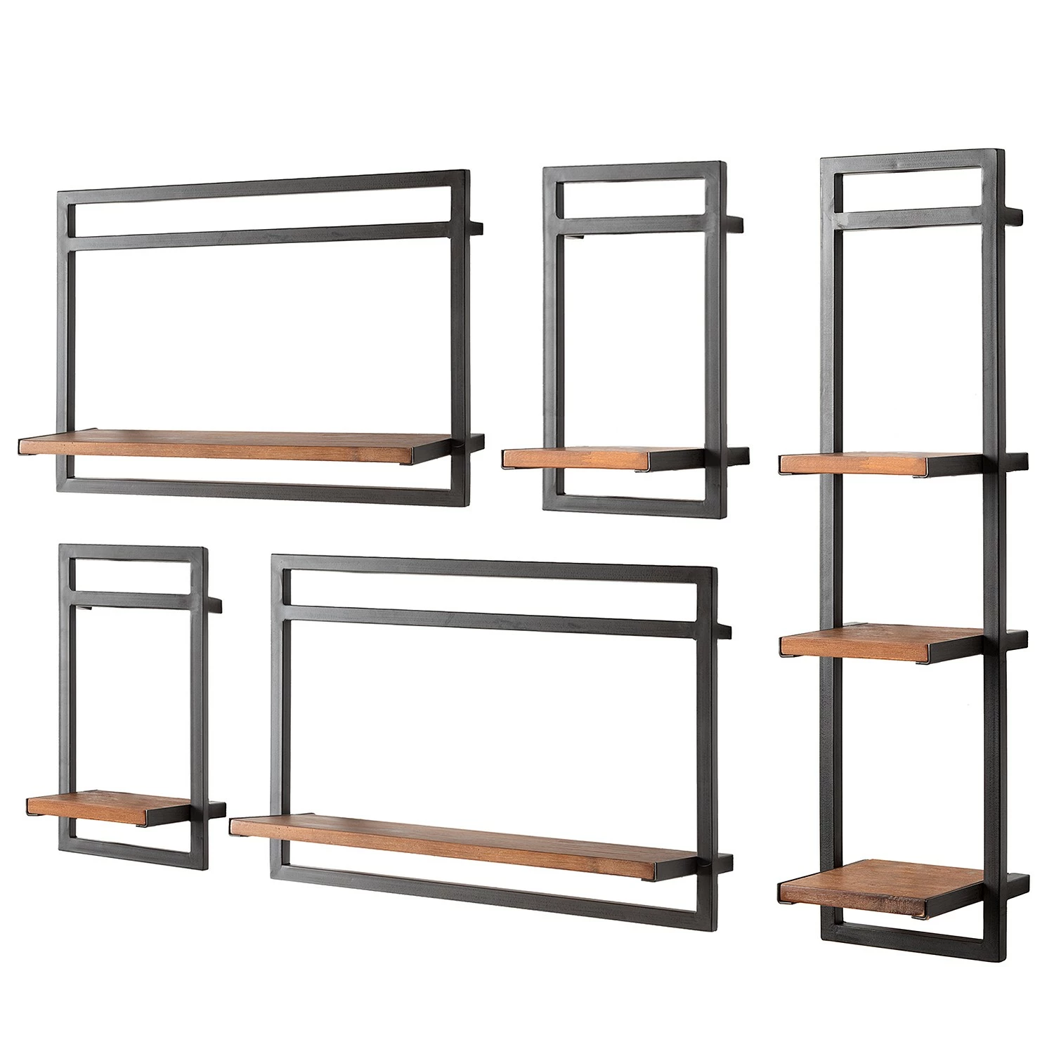 Ars manufacti Étagères murales Manchester II (5 élém.) - Acacia massif / Métal - Acacia / Anthracite 3 Ars manufacti Étagères murales Manchester II (5 élém.) - Acacia massif / Métal - Acacia / Anthracite