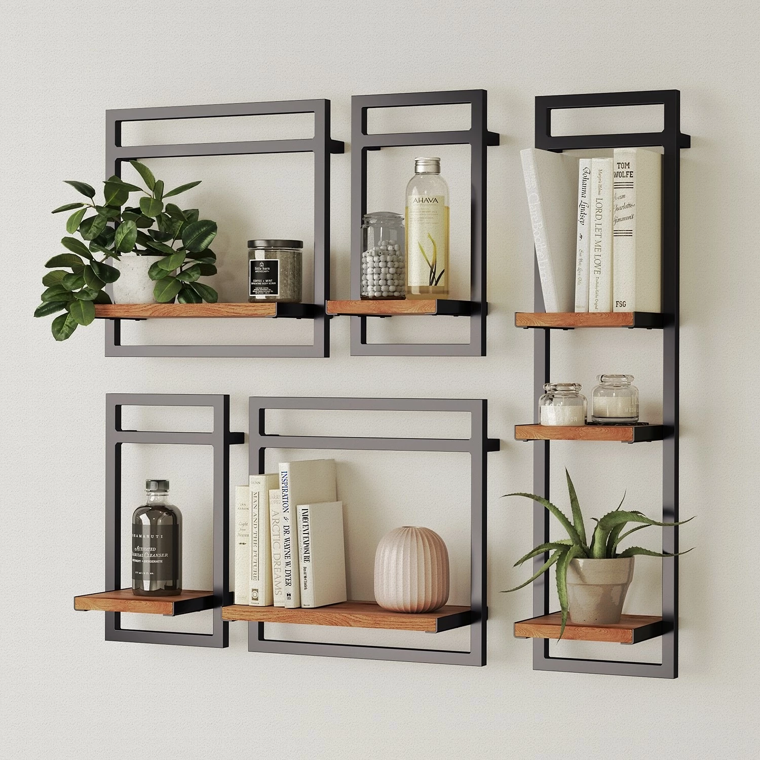 Ars manufacti Étagères murales Manchester III (5 él.) - Acacia massif / Métal - Acacia / Anthracite 4 Ars manufacti Étagères murales Manchester III (5 él.) - Acacia massif / Métal - Acacia / Anthracite – Image 2