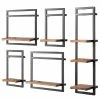 Ars manufacti Étagères murales Manchester III (5 él.) - Acacia massif / Métal - Acacia / Anthracite