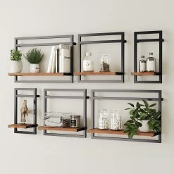 Ars manufacti Étagères murales Manchester IV (6 élém.) - Acacia massif / Métal - Acacia / Anthracite -loftscape Boutique 1000213200 200630 08420300003 MOOD DETAILS P000000001000213200 mood