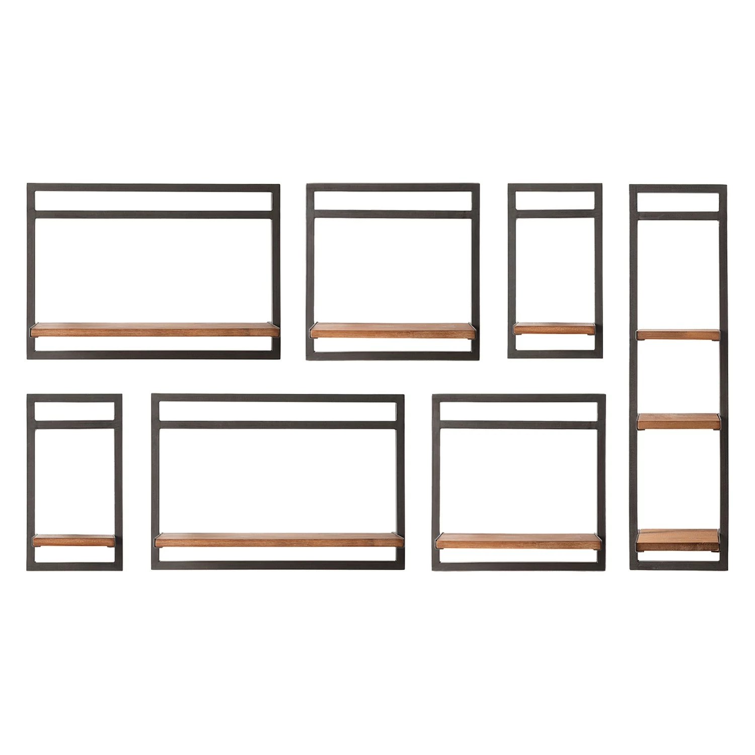 Ars manufacti Étagères murales Manchester V (7 élém.) - Acacia massif / Métal - Acacia / Anthracite 5 Ars manufacti Étagères murales Manchester V (7 élém.) - Acacia massif / Métal - Acacia / Anthracite – Image 3