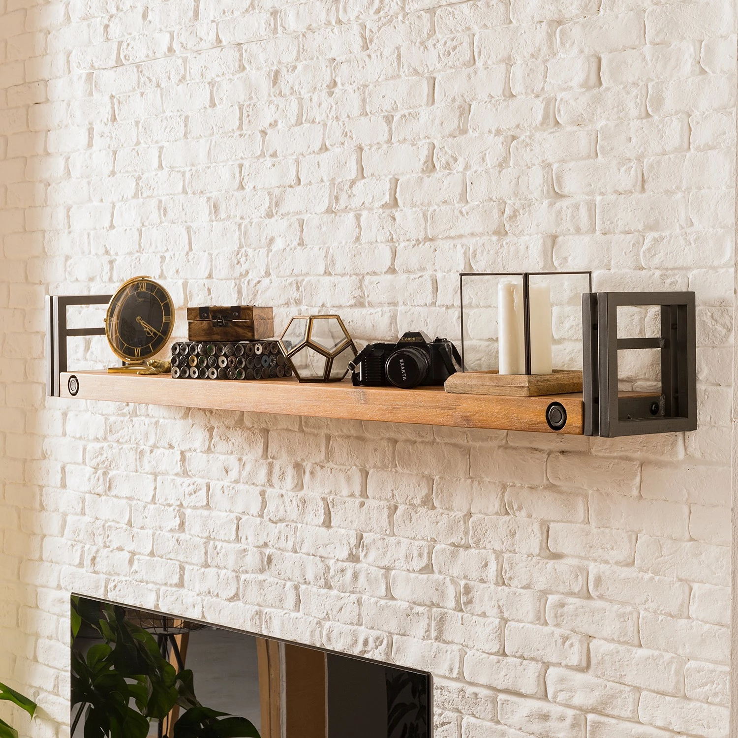 Ars manufacti Tablettes murales Manchester (lot de 3) - Acacia massif / Métal - Acacia / Anthracite - Largeur : 150 cm 5 Ars manufacti Tablettes murales Manchester (lot de 3) - Acacia massif / Métal - Acacia / Anthracite - Largeur : 150 cm – Image 3