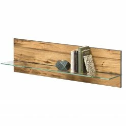 Naturoo Étagère murale Ironwood - Placage en bois véritable / Chêne vieilli / Gris - Largeur : 118 cm