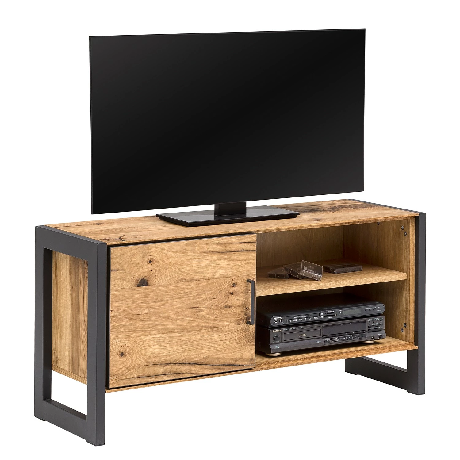 Naturoo Meuble TV Ironwood I - Placage en bois véritable / Métal - Chêne vieilli / Gris 3 Naturoo Meuble TV Ironwood I - Placage en bois véritable / Métal - Chêne vieilli / Gris
