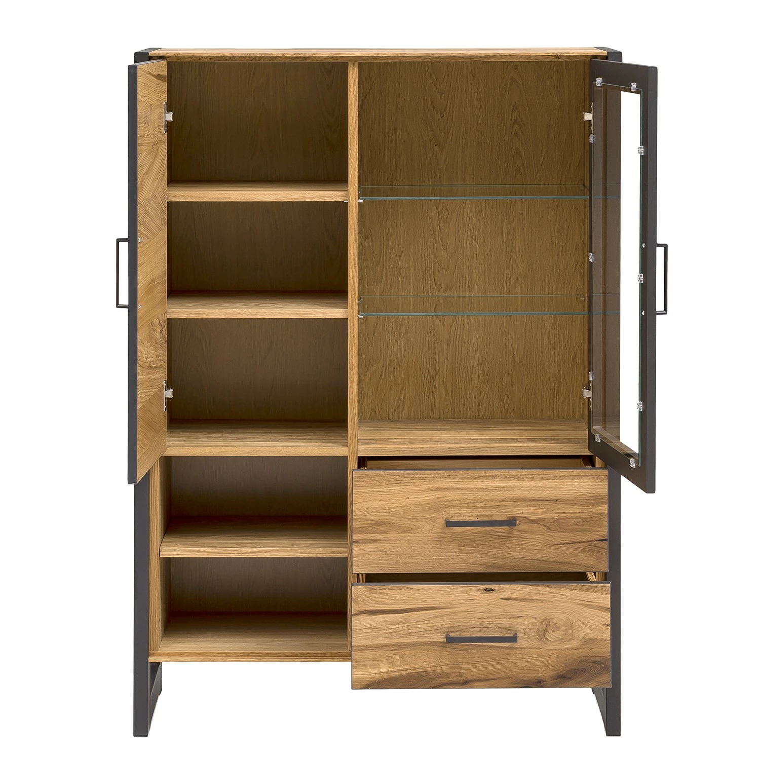 Naturoo Buffet haut Ironwood I - Placage en bois véritable / Métal - Chêne vieilli / Gris 5 Naturoo Buffet haut Ironwood I - Placage en bois véritable / Métal - Chêne vieilli / Gris – Image 3