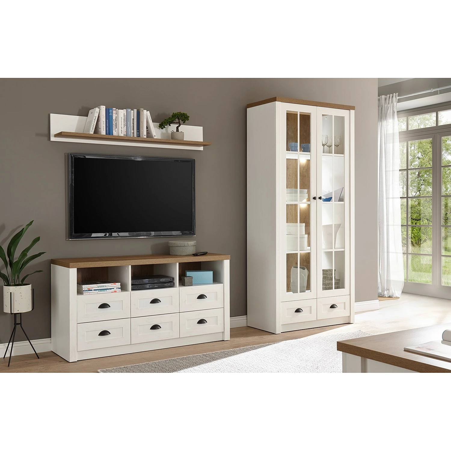 Norrwood Vitrine Proville II - Imitation chêne blanc / Imitation chêne 5 Norrwood Vitrine Proville II - Imitation chêne blanc / Imitation chêne – Image 3