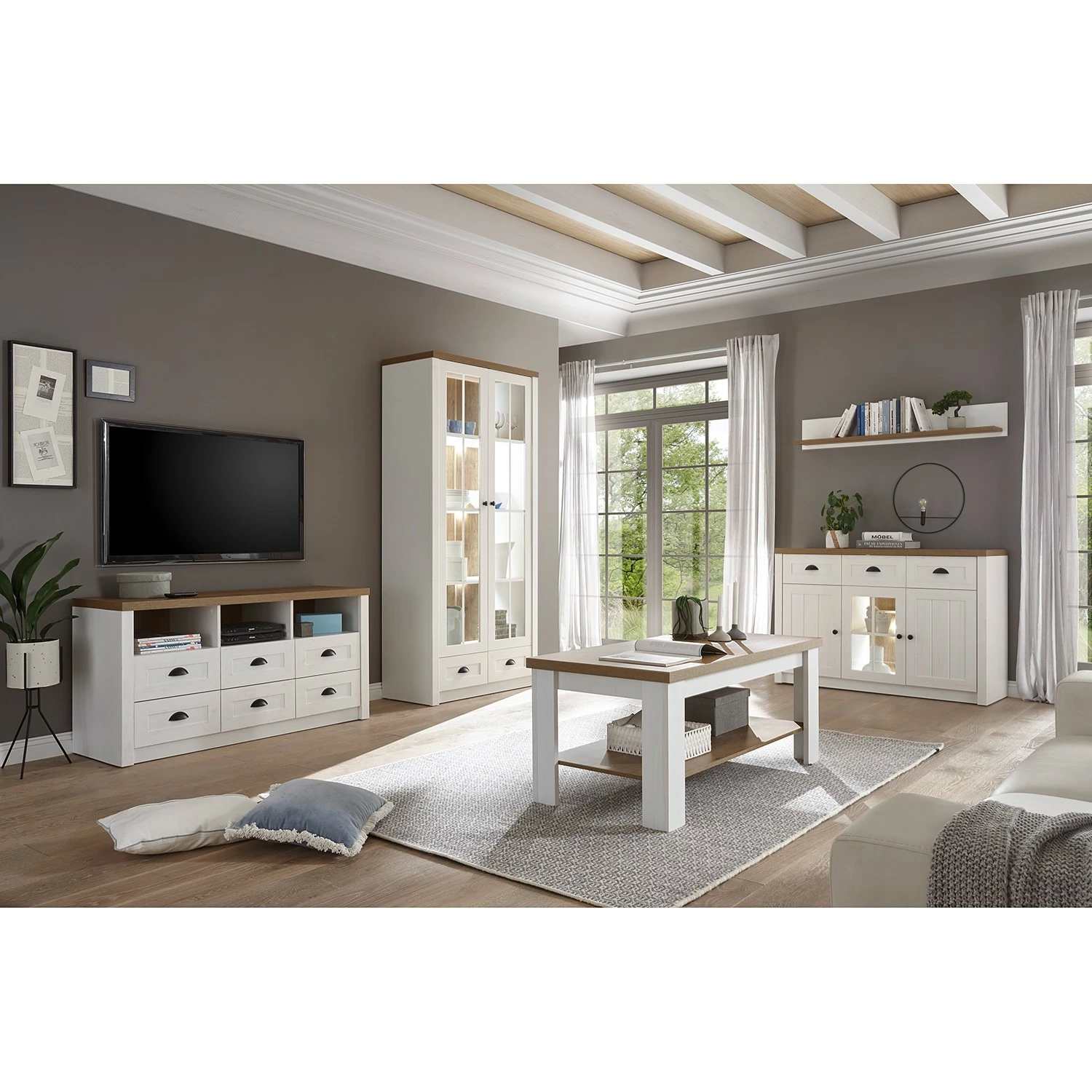 Norrwood Meuble TV Proville I - Imitation chêne blanc / Imitation chêne 5 Norrwood Meuble TV Proville I - Imitation chêne blanc / Imitation chêne – Image 3