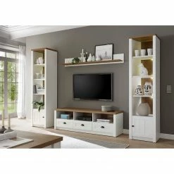Norrwood Meubles TV muraux Proville III (4 élém.) - Imitation chêne blanc / Imitation chêne