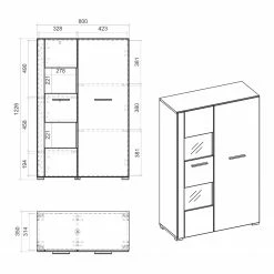 Loftscape Ensemble meubles TV Cely II (4 éléments) - Blanc brillant / Blanc mat -loftscape Boutique 1000214313 200527 07022200184 SKETCH DETAILS P000000001000214313 sketch